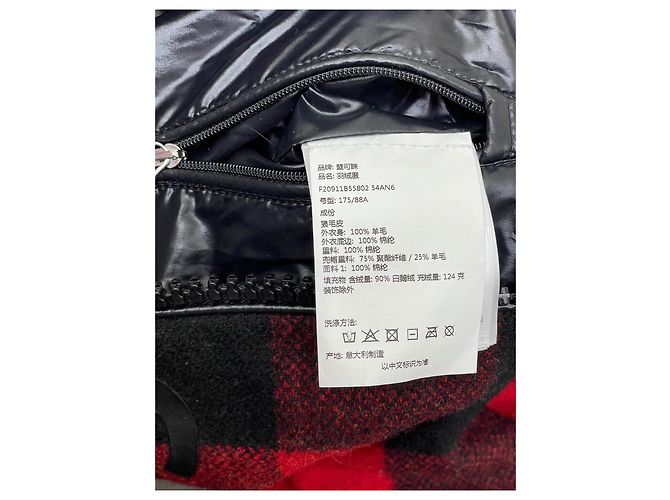 Moncler Red Plaid Wool Down Jacket with Fur Collar Multiple colors - view 9