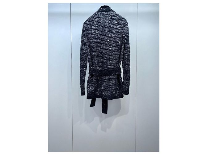 Chanel 23B Strickjacke Schwarz Wolle mit Pailletten Mehrfarben - Ansicht 2