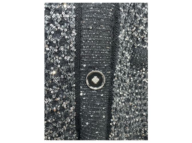 Chanel 23B Strickjacke Schwarz Wolle mit Pailletten Mehrfarben - Ansicht 4