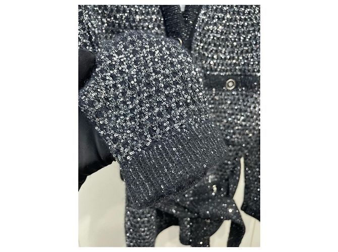 Chanel 23B Strickjacke Schwarz Wolle mit Pailletten Mehrfarben - Ansicht 8
