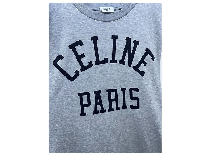 Top senza maniche Céline in cotone grigio con logo Multicolore - vista 5