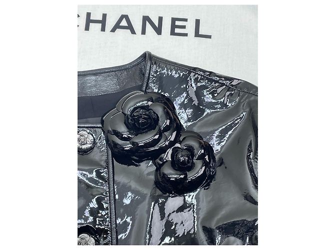 Chanel 23K Jacke aus schwarzem Lackleder Mehrfarben - Ansicht 5