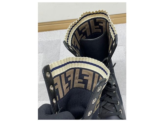 Fendi Combat Chelsea Stiefel Leder Monogramm Schwarz Mehrfarben - Ansicht 6