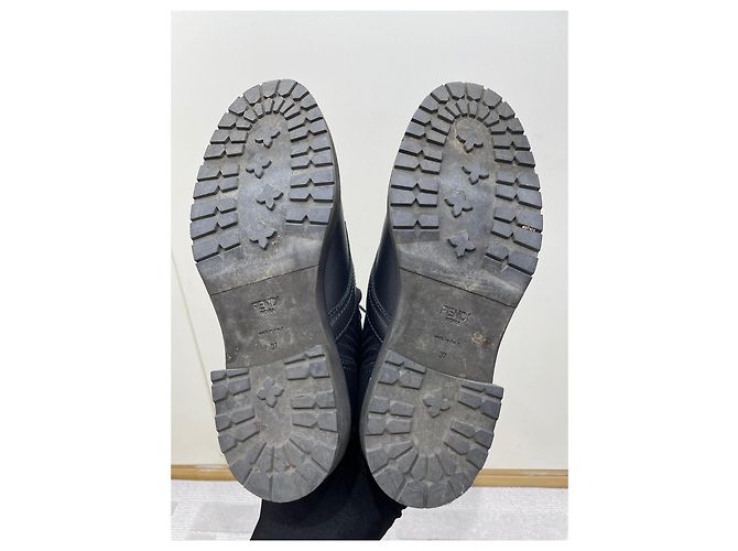 Fendi Combat Chelsea Stiefel Leder Monogramm Schwarz Mehrfarben - Ansicht 7