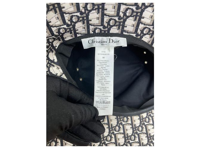Autre Marque Cappello Bucket Dior in Pelle Nera con Rete Multicolore - vista 4