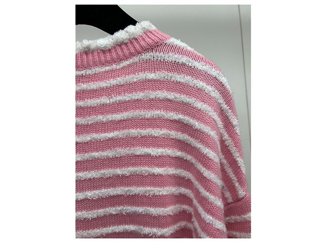 Pull Chanel en laine à rayures roses et blanches Taille 36 Multicolore - vue 3