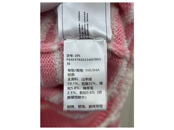 Pull Chanel en laine à rayures roses et blanches Taille 36 Multicolore - vue 6