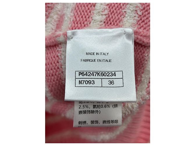 Pull Chanel en laine à rayures roses et blanches Taille 36 Multicolore - vue 8