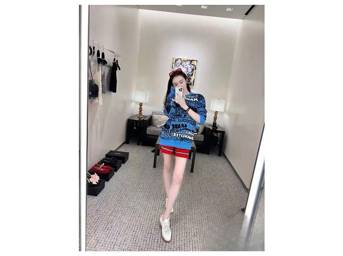 Pull Chanel en coton bleu taille 38 Multicolore - vue 6