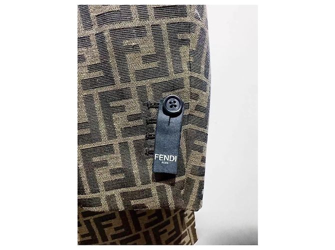 Fendi Jacke aus Wolle Braun mit Logo Muster Mehrfarben - Ansicht 3