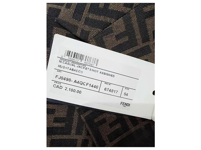 Fendi Jacke aus Wolle Braun mit Logo Muster Mehrfarben - Ansicht 4