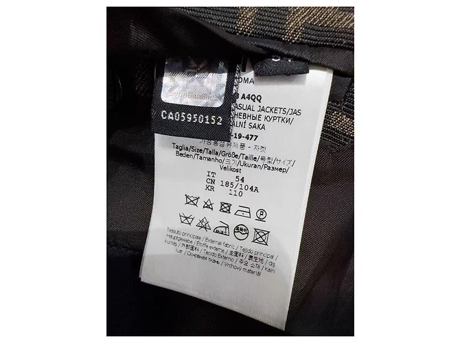 Fendi Jacke aus Wolle Braun mit Logo Muster Mehrfarben - Ansicht 6