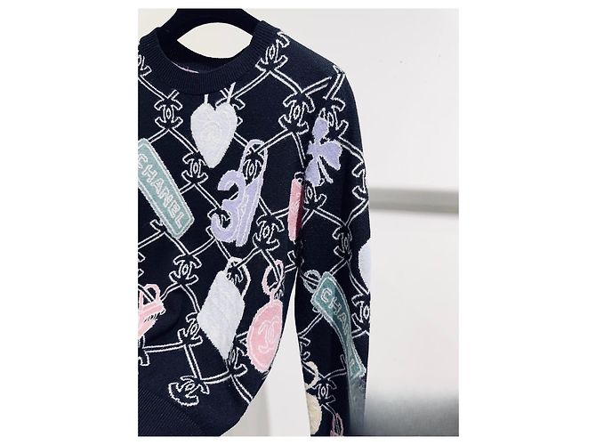 Pull Chanel en cachemire noir taille 34 Multicolore - vue 3