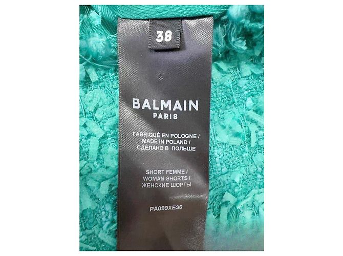 Falda-pantalón Balmain de tweed turquesa con botones dorados Multicolor - vista 5
