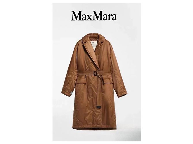 Max Mara Camel Down Coat Belted Polyester Size 32 Multiple colors - view 5