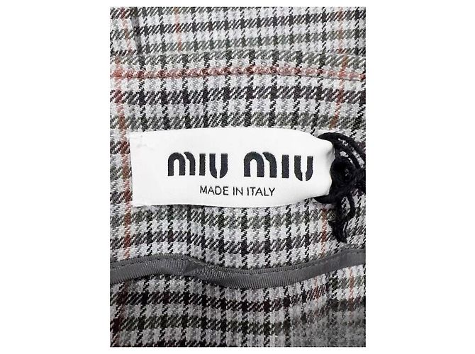 Falda Miu Miu de lana gris con estampado de cuadros Multicolor - vista 4