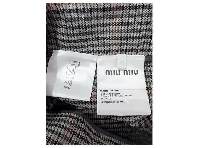 Falda Miu Miu de lana gris con estampado de cuadros Multicolor - vista 5
