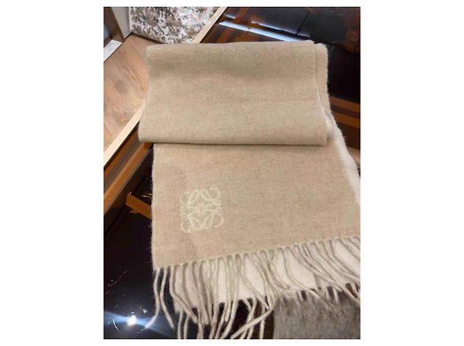 Sciarpa Loewe in cashmere bicolore tea latte e bianco crema Multicolore - vista 7