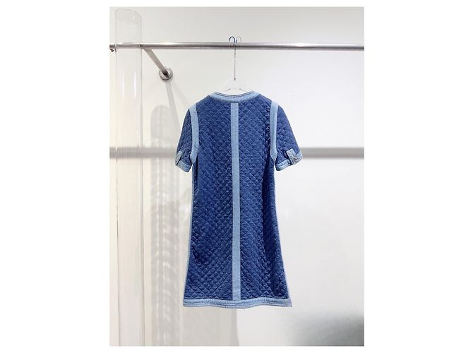 Chanel Denim Kleid mit Kristallknöpfen Mehrfarben - Ansicht 4