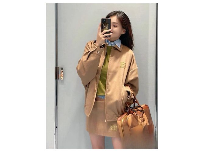 Miu Miu Camel Wool Jacket with Gold Logo Embroidery Multiple colors - view 7