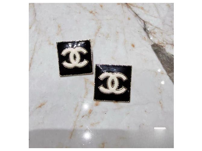 Boucles d'oreilles Chanel en émail noir Multicolore - vue 2