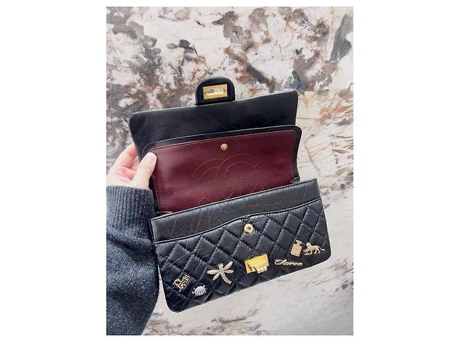 Borsa a mano Chanel 2.55 in pelle nera Multicolore - vista 6