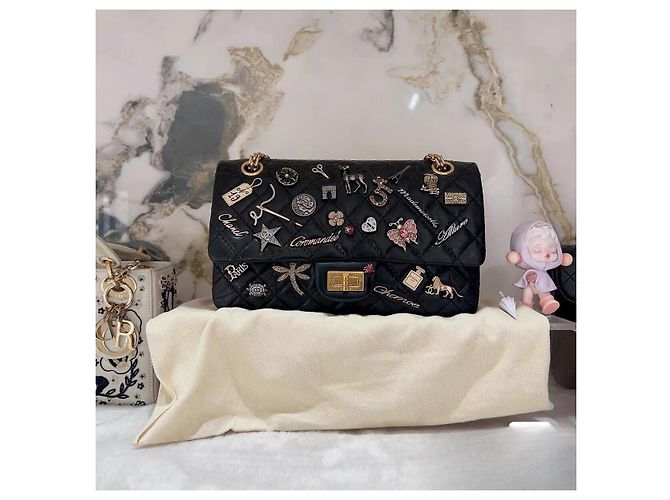 Borsa a mano Chanel 2.55 in pelle nera Multicolore - vista 7