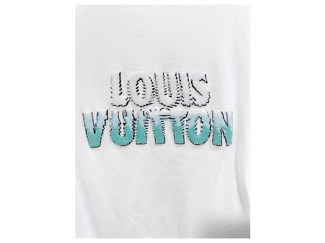 Top Louis Vuitton in cotone bianco con logo di perline Multicolore - vista 2