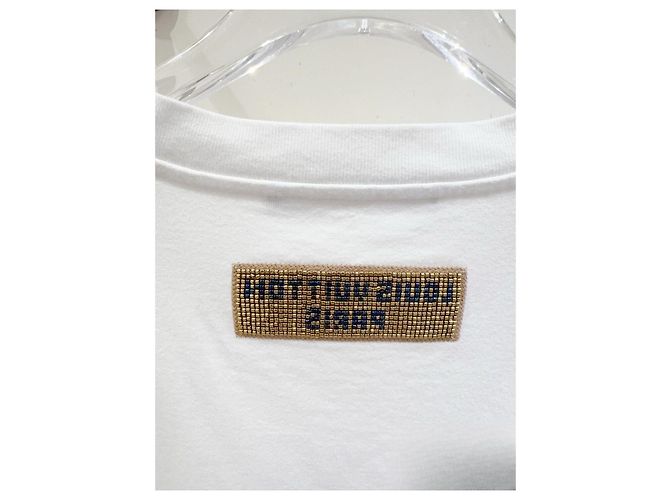 Top Louis Vuitton in cotone bianco con logo di perline Multicolore - vista 4