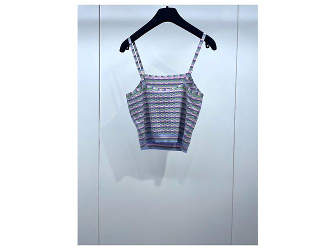 Top camisola de cachemir a rayas Chanel 24A Multicolor - vista 2