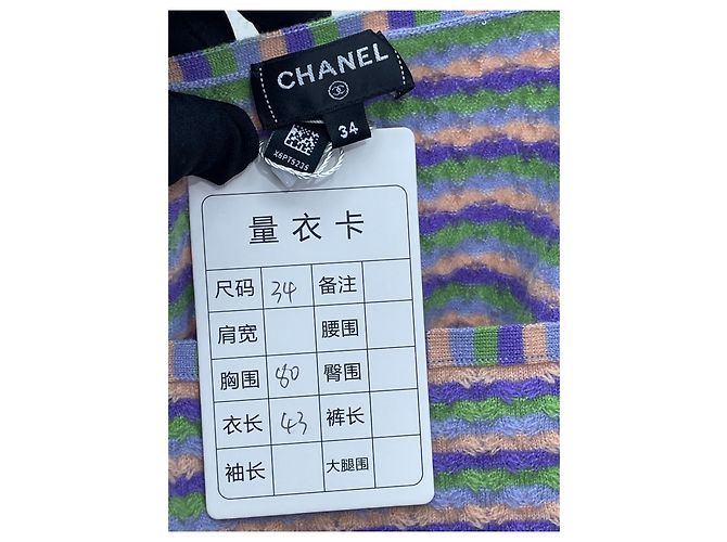 Top camisola de cachemir a rayas Chanel 24A Multicolor - vista 8