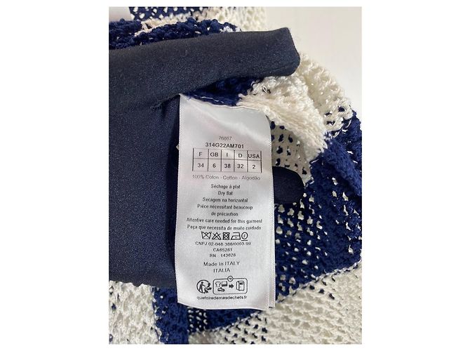 Autre Marque Dior Cardigan Blau Weiß Gestreikt aus Baumwolle Mehrfarben - Ansicht 6