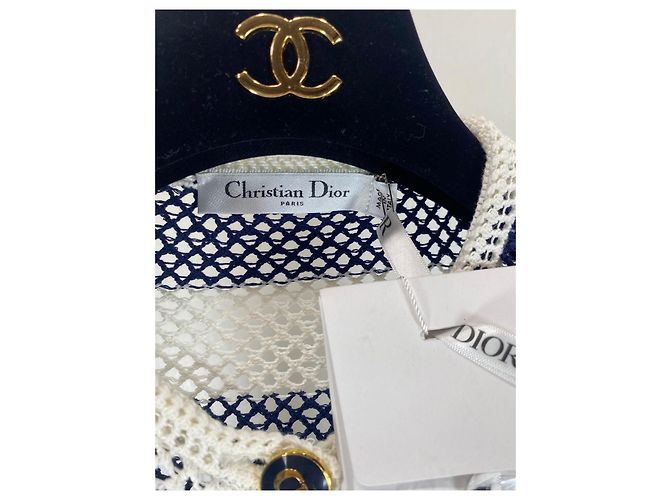 Autre Marque Dior Cardigan Blau Weiß Gestreikt aus Baumwolle Mehrfarben - Ansicht 9