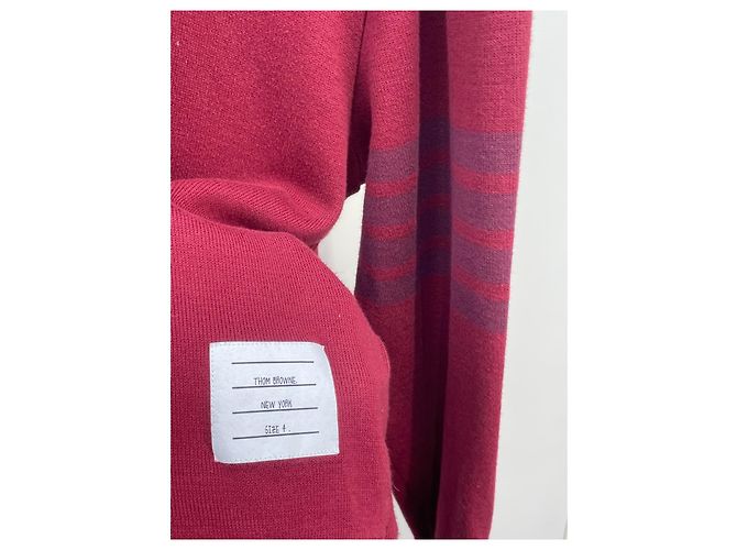 Pull en laine Thom Browne Burgundy Multicolore - vue 5