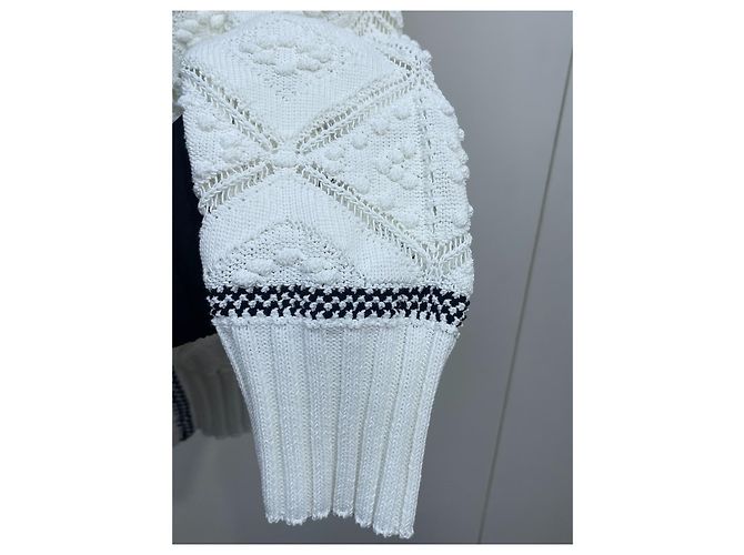 Chanel Cardigan aus weißer Baumwolle mit Ajour Strick Mehrfarben - Ansicht 3
