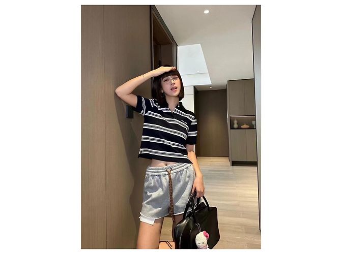Top Miu Miu in cotone con righe color-block Multicolore - vista 6