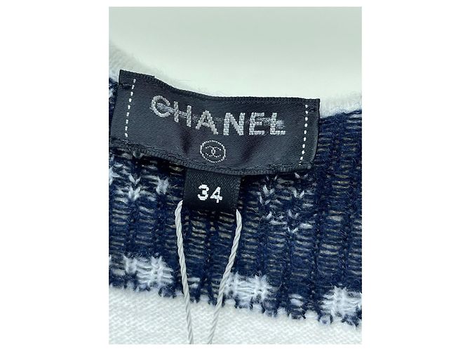 Top de malha sem mangas com capuz Chanel Branco Algodão Multicor - vista 5