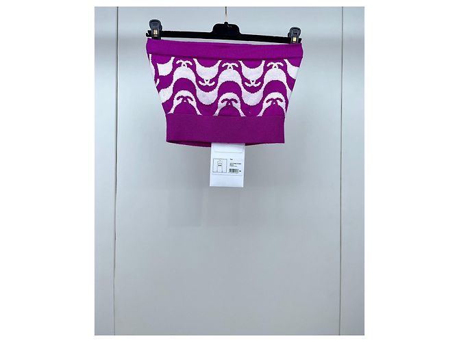 Top Bandeau Chanel Morado de Algodón con Estampado de Logo Talla 34 Multicolor - vista 2