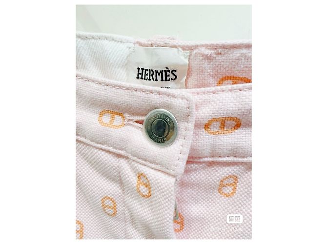 Hermès Hose Rosa aus Baumwolle Größe 34 Mehrfarben - Ansicht 2