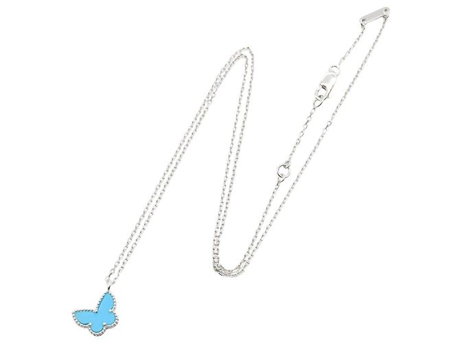 Van Cleef & Arpels Sweet Alhambra Papillon Turquoise Halskette Silber Blau - Ansicht 2