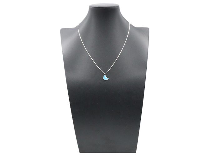 Van Cleef & Arpels Sweet Alhambra Papillon Turquoise Halskette Silber Blau - Ansicht 6