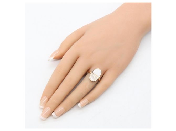 Ring Hermès Anillo Hermes Chaine d'Ancre Verso MM Blanco Dorado - vista 8