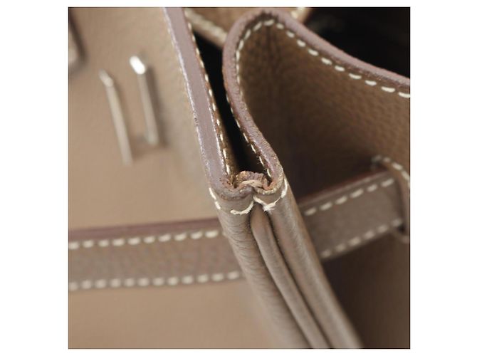 Hermès Borsa Hermes Birkin 35 in pelle Togo grigia Marrone - vista 10