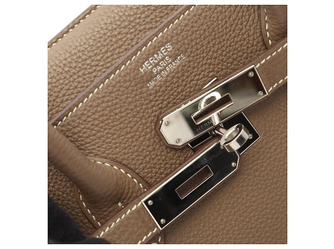 Hermès Borsa Hermes Birkin 35 in pelle Togo grigia Marrone - vista 12