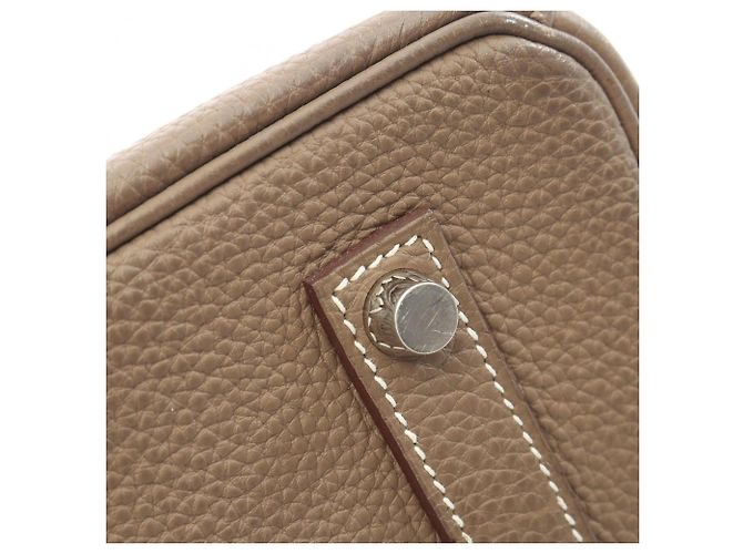 Hermès Borsa Hermes Birkin 35 in pelle Togo grigia Marrone - vista 14