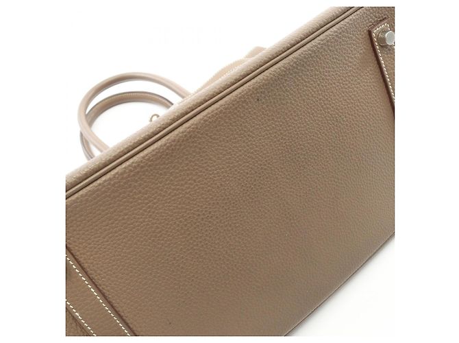 Hermès Borsa Hermes Birkin 35 in pelle Togo grigia Marrone - vista 15