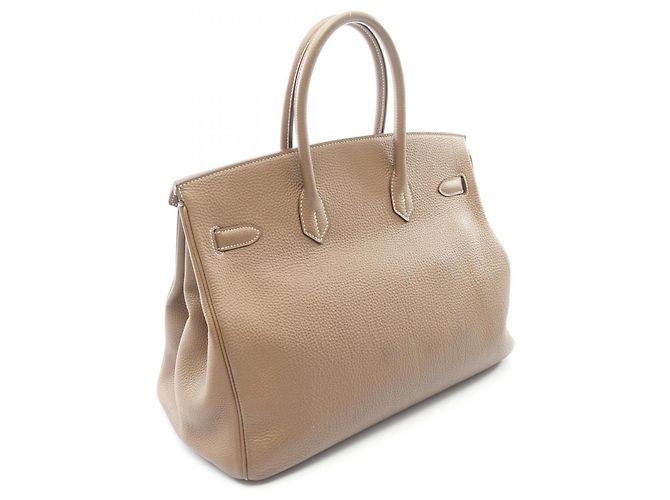 Hermès Borsa Hermes Birkin 35 in pelle Togo grigia Marrone - vista 2