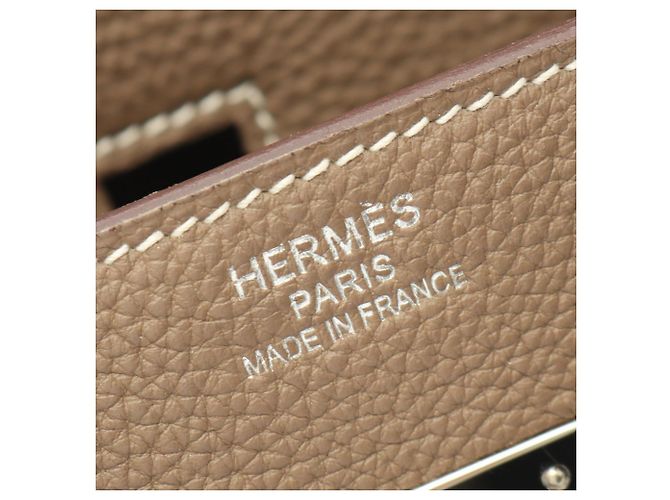 Hermès Borsa Hermes Birkin 35 in pelle Togo grigia Marrone - vista 4