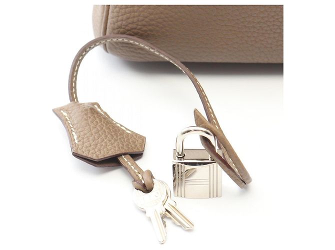 Hermès Borsa Hermes Birkin 35 in pelle Togo grigia Marrone - vista 6