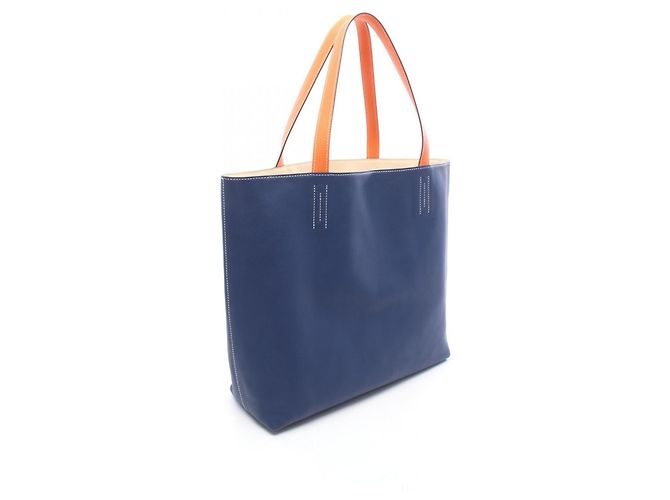 Hermès Hermes Double Sens 36 Tote Bag Orange Roh Marineblau - Ansicht 2